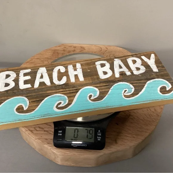 🔵 Vintage Hand Painted “Beach Baby” Solid Wood Crafted Sign - Unique - Picture 11 of 11